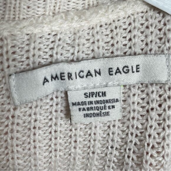 American Eagle Small Sweater White Knit Minimalist Cotton Blend AE Tops Spring S - Picture 7 of 9
